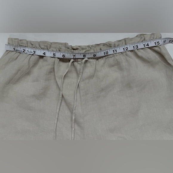 Zara Cream Wide-Leg Linen Drawstring Pants - Picture 8 of 14